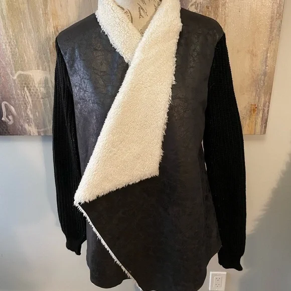 RD style faux sheepskin sweater coat - Picture 1 of 5